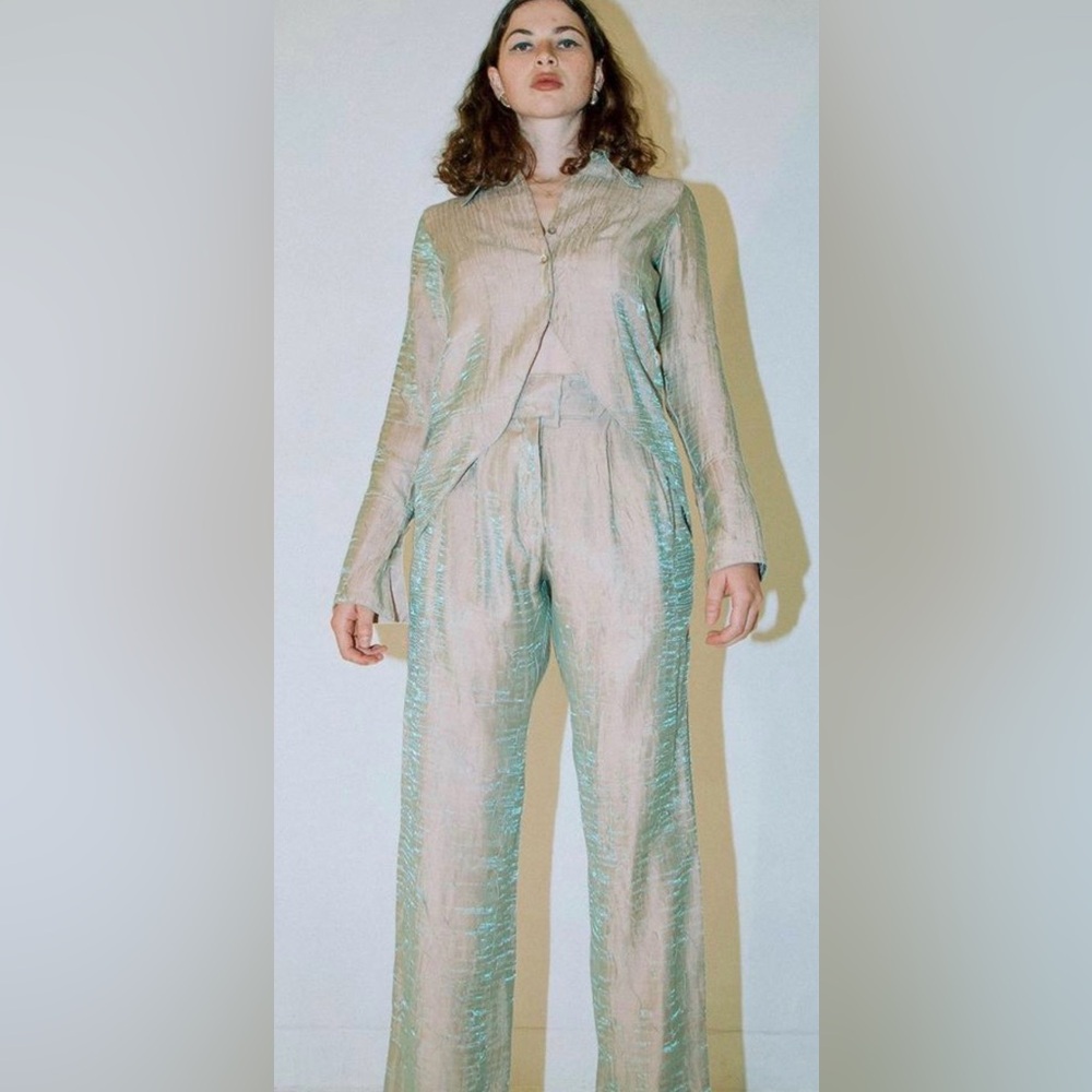 The Line by K Metallic Button-Up Shirt